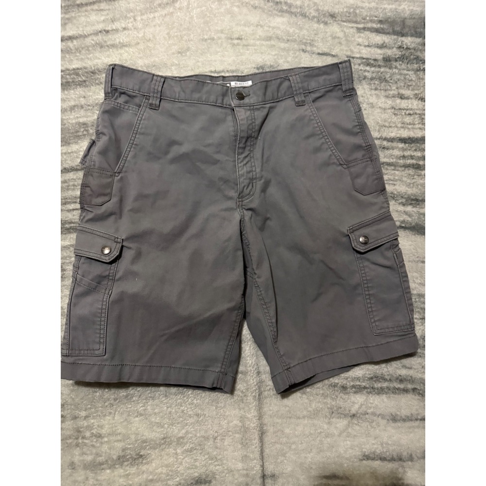 Carhartt Mens Relaxed Fit Rugged Flex Cargo Shorts Grey Ripstop 36 BS4727-M